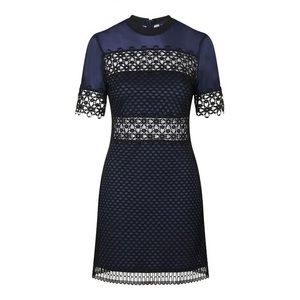 Topshop blue and black sheer mesh lace mini dress US 2